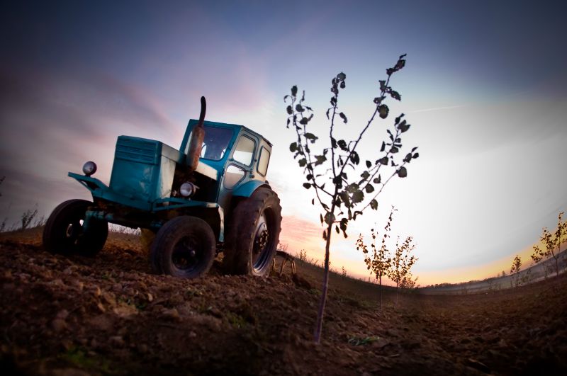 trator agrícola pôr do sol Vida Rural