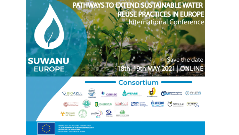 O projeto H2020 SuWaNu Europe, que promove a reutilização de águas residuais tratadas na agricultura, está a organizar uma conferência.